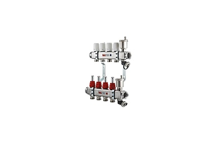 Латунный коллектор COMAP 1" с расходомерами, петли 3/4" НР Евроконус, с балансировочными вентилями, 11 петли C311021001