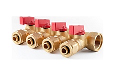 Коллектор с шаровыми кранами PROFACTOR в/н 3/4&quot; х 4 вых 16 цанга PF MVP 266.4
