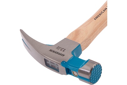 Молоток-гвоздодер Gross 380 г, угол 75, магнит, обрезиненная рукоятка american hickory 10413