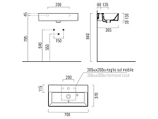 Раковина GSI Kube X 9455111 70 см белый