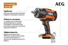 Ударный бесщеточный гайковерт AEG BSS18HTF12B6-0 без аккумулятора в комплекте 4935472245