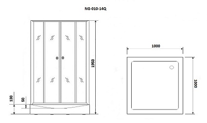 Душевой уголок Niagara Eco NG- 010-14Q BLACK 100x100 мозаика, с поддоном