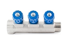 Коллектор с регулировочными вентилями PROFACTOR в/н 3/4&quot; х 3 вых 16 цанга PF MVP 268.3C