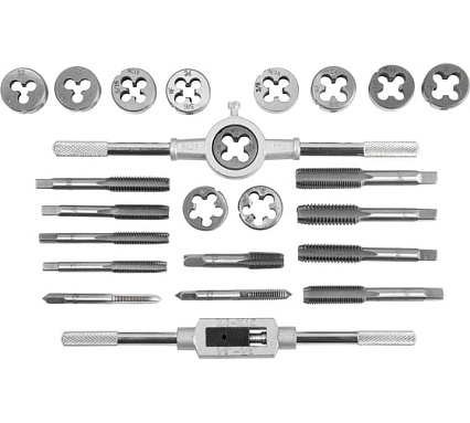 Набор метчиков и плашек AV Steel 24 предметов, 1/4"-1/2", в металлическом кейсе AV-921209