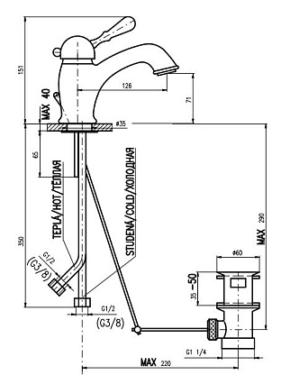 Смеситель для раковины Rav Slezak Labe L027.5SM