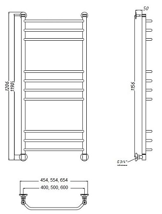 Полотенцесушитель водяной Aquanet Fiona(г) 40x120 см, 10 секций