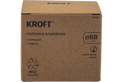 Коронка алмазная по керамике 68 мм, цилиндрический хвостовик KROFT 559568