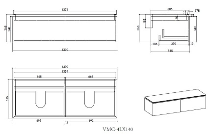 Мебель для ванной Vincea Luxe 140 см шпон натуральный орех