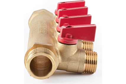 Коллектор с шаровыми кранами PROFACTOR в/н 3/4" х 4 вых 1/2"нар PF MV 264.4