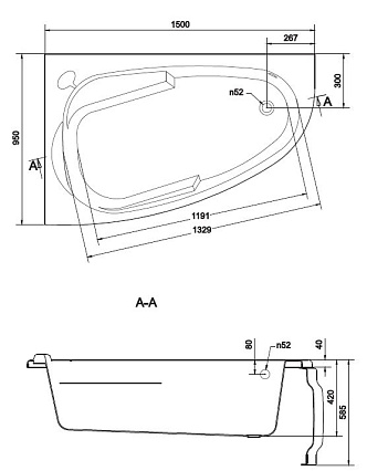 Акриловая ванна Cersanit Joanna 150x95 см L