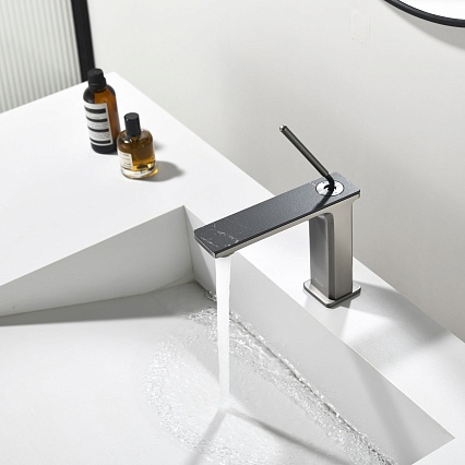 Смеситель для раковины Black&White Gravity GF-7105-GM оружейная сталь