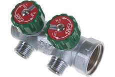 Регулирующий коллектор FAR 1&quot; ВР-НР с 2 отв. 1/2&quot; НР межосев. 45 мм FK 3821 112