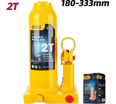 Домкрат бутылочный гидравлический 2т DQ71002 (высота подъема 180-333мм) Deli 130436
