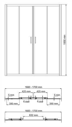 Шторка для ванны WasserKRAFT Amper 29S02-170 170х150