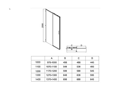 Душевая дверь Vincea Софт 2 (Soft 2) VDS-3SO2110CLGM 110x200 вороненая сталь, прозрачная