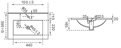 Раковина CeramaLux NYJ 803-100 101 см