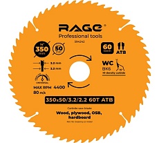 Диск пильный универсальный 350 мм (14”), Z60, посадка 50+30 мм RAGE By VIRA 594242