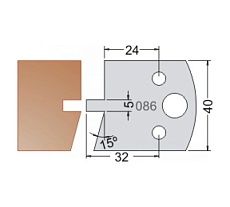 Нож мультисистема HSS шип-паз невидимый стык контрпрофиль 15гр. 40x20x4 мм Dimar 3308640