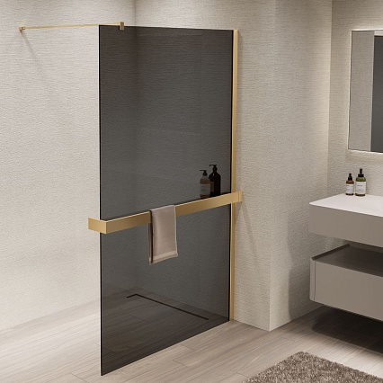 Душевая перегородка Vincea Walk-In VSW-1HR100CGG 100x200 матовое золото, тонированное