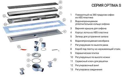 Душевой лоток Vincea Say Optima-S SAY.603.80.S.U 80 см, хром