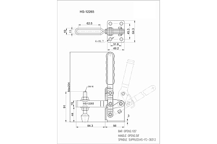 Зажим с вертикальной рукоятью HS CLAMP HS-12265