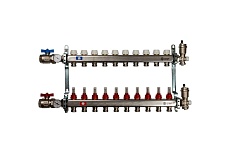 Коллектор из нержавеющей стали в сборе с расходомерами STOUT 10 выходов SMS 0907 000010