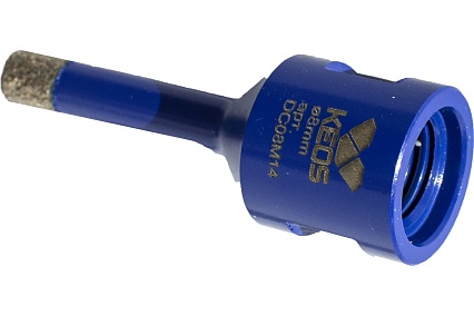 Коронка алмазная по керамограниту PRO 8 мм, M14, с воском KEOS DC08M14