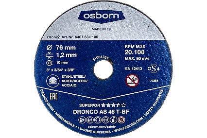 Отрезной диск по металлу Superior AS46T Mini (76х1.2х10 мм) DRONCO 6407634100