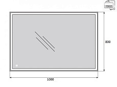 Зеркало BelBagno SPC-GRT-1000-800-LED-TCH 100x80 см сенсорный выключатель