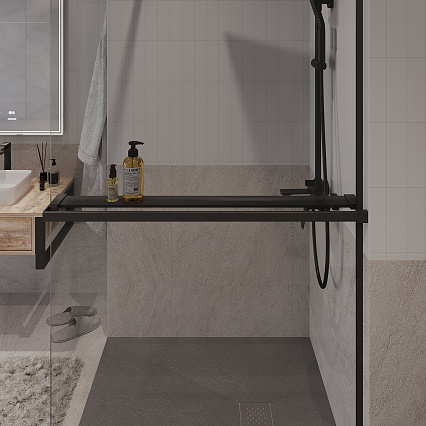 Душевая перегородка Niagara Nova NG-670-10ВLACK 100x195 прозрачная, профиль черный матовый