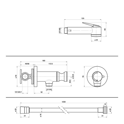 Гигиенический душ Bossini Paloma Flat с прогрессивным смесителем E37015B.030 хром