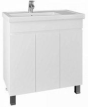 Тумба с раковиной Санта Марс 80 см напольная с полками, белый