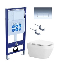 Подвесной унитаз SET Aquatek Лея Т-016 4в1, кнопка хром