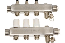 Коллекторный блок с регулировочными клапанами PRO AQUA 3 выхода, 230 мм, 1x3/4 R510MB.03