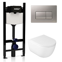 Подвесной унитаз с инсталляцией Valsir Winner S KIT VSCrM 7334 Slim P1, 4в1, кнопка хром матовый