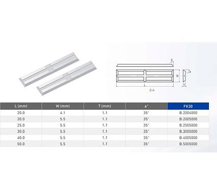 Нож сменный FHONK твердосплавный 30x5.5x1.1 HW 35 Z=4 (упаковка 10шт) 305511FK07-10