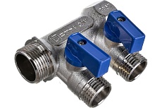 Коллектор СТМ 2 выхода, шаровой кран, наружная резьба, 3/4х1/2 C2MB3412