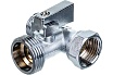 Шаровой кран Uni-Fitt ННВ 1/2" x 3/4" х 1/2", проходной, для стиральных машин, флажок, хром 182C2320