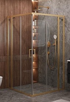 Душевой уголок Cezares MOLVENO-A-22-100+20-C-BORO-IV 120x120 прозрачный, брашированное золото