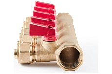 Коллектор с шаровыми кранами PROFACTOR в/н 3/4&quot; х 5 вых 16 цанга PF MVP 266.5