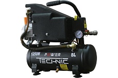 Компрессор Power Technic коаксиальный, 220В, 1250Вт, 170 л/мин, ресивер 8 л ACD170/008