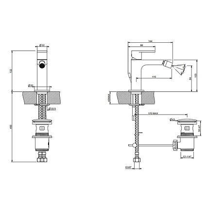 Смеситель для биде Gessi Via Manzoni 38607-149 никель