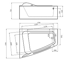 Акриловая ванна Gemy G9056 B 170x130 с г/м, левая