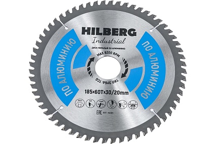 Диск пильный Industrial Алюминий (185x30/20 мм; 60Т) Hilberg HA185