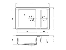 Кухонная мойка GranFest Level GF-LV-760K 76 см графит