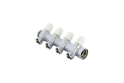 Коллектор Tiemme Maxima НВ, 3/4", с вентилями, 4 выхода, 1", Н ЕК 50 мм, хром 1860019