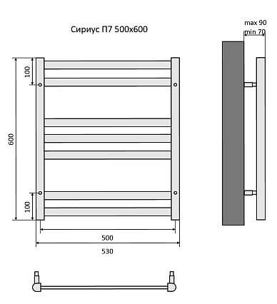 Полотенцесушитель водяной Aquatek Сириус П7 50x60 хром, AQ DP0760CH