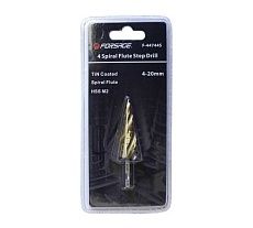 Сверло ступенчатое спиральное в блистере (4-20 мм; HSS-TIN M2) Forsage F-44744S 49039