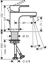 Смеситель для раковины Hansgrohe Vernis Shape 71560670, донный клапан, черный матовый