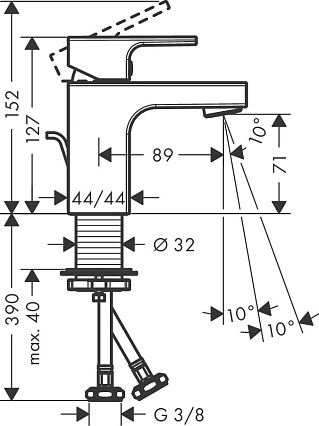 Смеситель для раковины Hansgrohe Vernis Shape 71560670, донный клапан, черный матовый